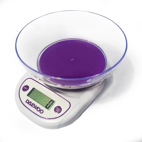Imagen 2 de 9 de Balanza De Cocina Digital Con Bowl Lcd 3 Kg Daewoo Dks2054