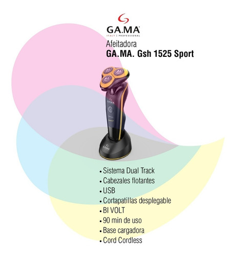 Imagen 2 de 6 de Afeitadora Electrica Gama Gsh1525 Sport Inalambrica Display