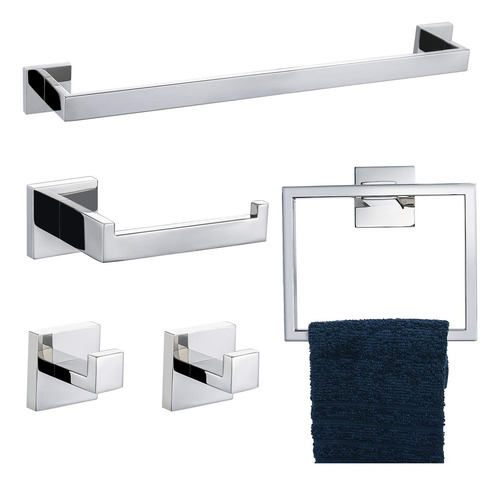 Set De Accesorios De Baño Tnoms Acero Pulido