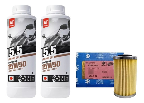 Kit Service Filtro Aceite Ipone 15w50 Bajaj Dominar 400 - Gm