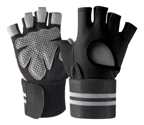 1 Par Guantes Para Gym Con Protección Muñequeras Guantes