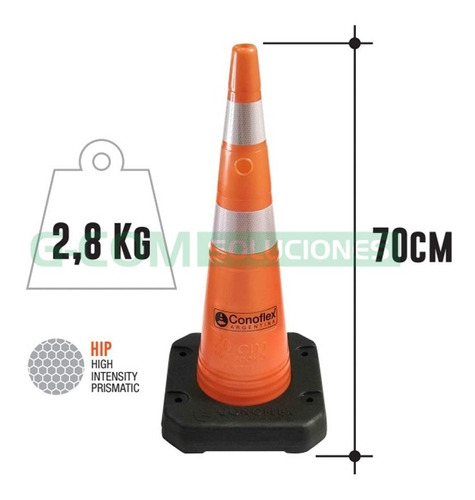 Cono Vial Econo C/ Base Conoflex 70cm Ideal Estacionamientos