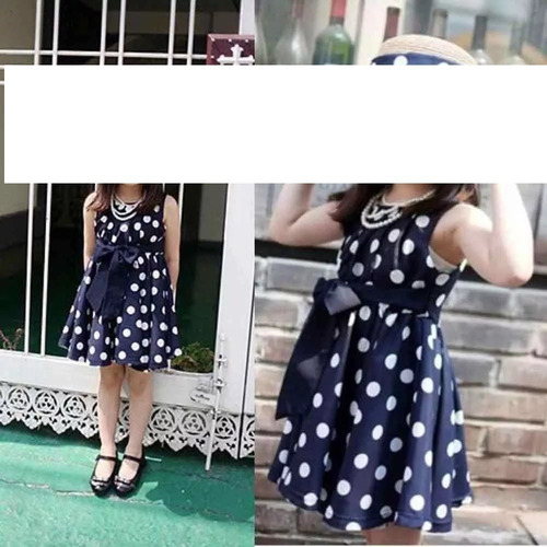 Vestido Princesa Azul Lunares Blancos Niñas Talla 2,3,4,6