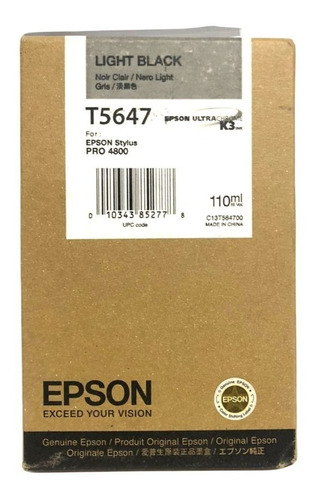 Cartucho De Tinta Epson T5647 Black Light Gris    110ml 