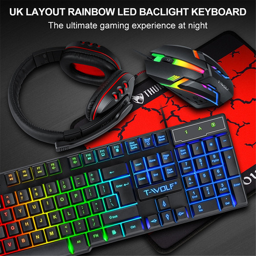 B Kit De Teclado Ratón Audífonos Y Alfombrilla Ratón Marvo