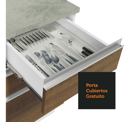 Mueble de Cocina Integral Madesa Glamy 200cm Blanco/Marrón