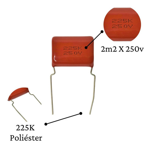 Imagem 3 de 8 de 4 Capacitor Corneta 47x100 + 2 Capacitor Sup Tweeter 2m2x250