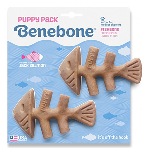 Brinquedo Mordedor Benebone Puppy Pack Fishbone Salmao Roer