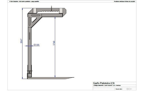Projeto Garfo Paleteira - Pega Palete 2,5 T