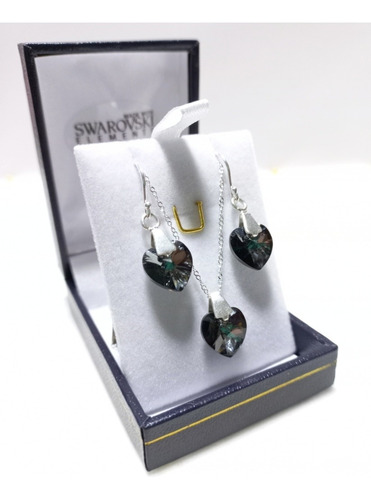 Conjunto Joyas Cristal Swarovski Elements Corazón Plata 925