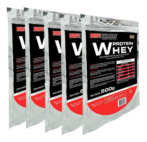 Whey Protein 2,5kg - Bodybuilders - (5x Refil De 500g) Sabor Morango