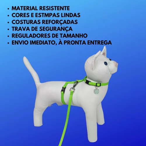 Coleira Peitoral Para Gatos Passeio Com Guia Luxo Conforto