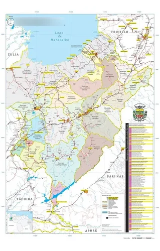 comprar Mapa Político Del Estado Merida Mapa De Pared Tamaño Grande