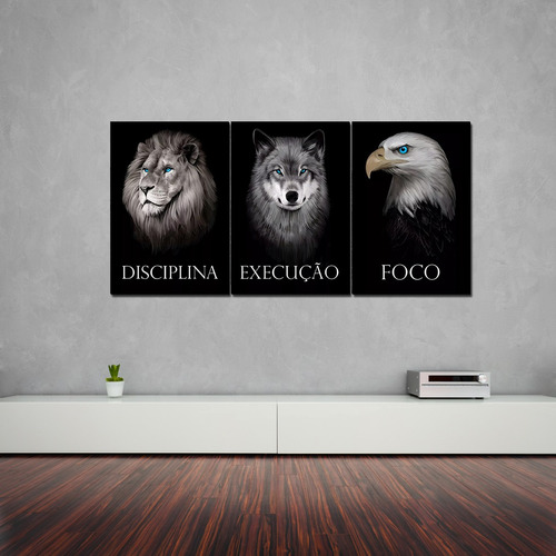 Cuadro Disciplina Execuçao Foco León Lobo Águila Decorativo