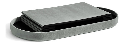 Puff Ovalado Estructura Reforzada De Madera, Metal Plegable Color Gris