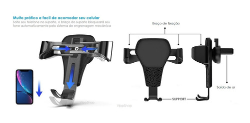 Imagem 5 de 10 de Suporte Celular Gps Veicular Carro Universal Saida De Ar