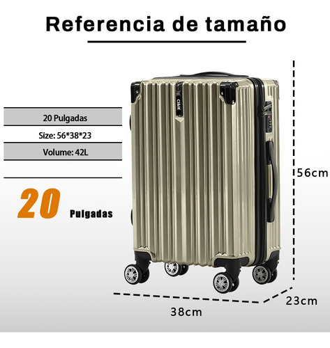 Maleta Mano De Viaje Rigida 20 Pulgadas Ruedas 360° Maleta