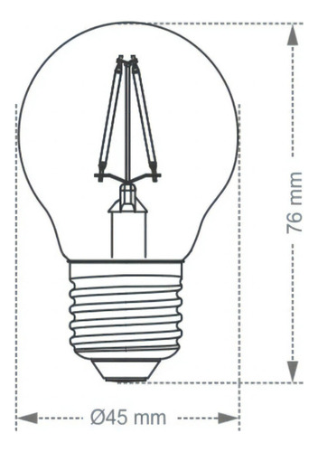 Lâmpada Filamento De Led G45 Ambar 4w E27 Retro 127/220V Cor da luz Branco-quente