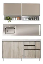Comprar Combo Bajo Mesada 140 Cm Ricchezze Sorrento + Alacena 140 Cm + Mesada Johnson Acero Inoxidable Bacha Simple