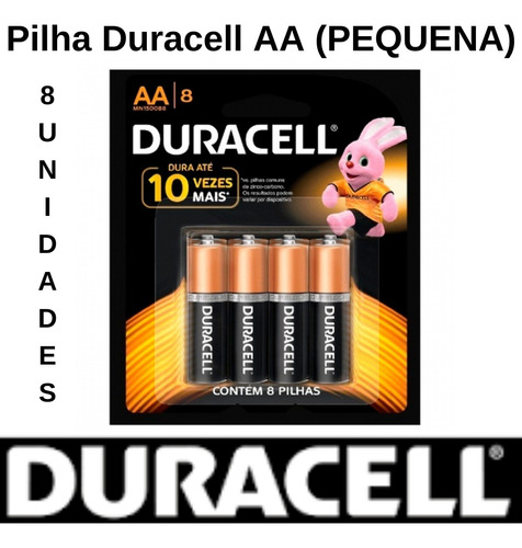 Pilha Alcalina Aa Pequena Duracell Com 8 Unidades