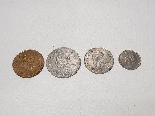 Imagen 2 de 5 de Antiguas Monedas Francesas 2 Polynesia Lote X 4 Mag 57989
