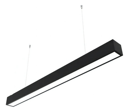 Pendente Linear Branco/preto Retangular Led Integrado 45w Cor Preto - Branco Neutro 4000k 110V/220V