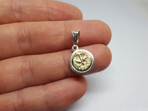 Imagen 5 de 8 de Dije Plata Y Oro Espiritu Santo Chico 12mm