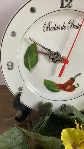 Imagem 3 de 5 de Relógio Bodas De Prata 25 Anos Casamento 21cm