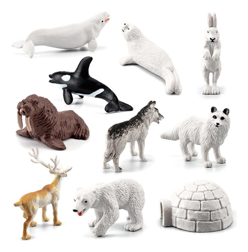 B 10pcs Mini Simulação Urso Polar Beluga Bunny Seals Polars
