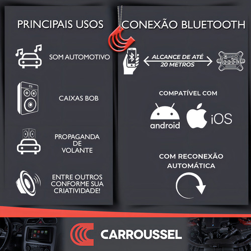 Player Amplificado Force Ajk C/fonte Bluetooth Som Caixa Bob
