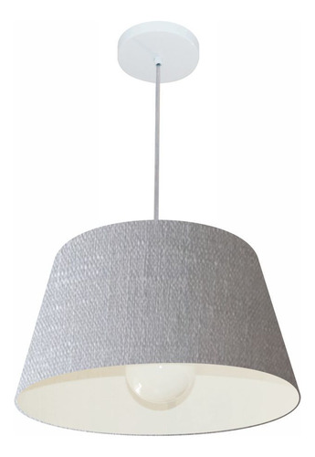Lustre Pendente Cone Vivare Md-4039 Cúpula Tecido 21/40x30cm Estrutura Rustico Cinza 127/220V