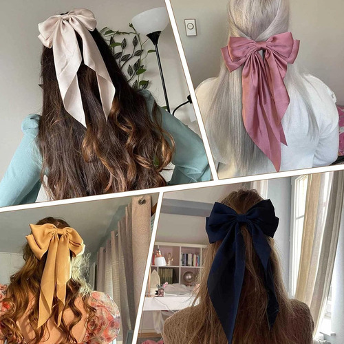 10 Peças De Laços Grandes De Cetim Para Cabelo, Laços