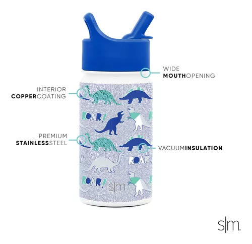 Simple Modern - Botella de agua infantil con tapa con pajilla, vaso térmico  de acero inoxidable reutilizable, para niños pequeños, niños, colección