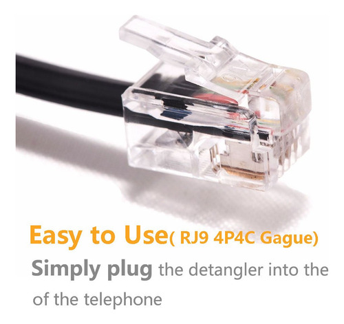 Desenredador De Cable De Telefono Color Negro 2 Unidades Evi
