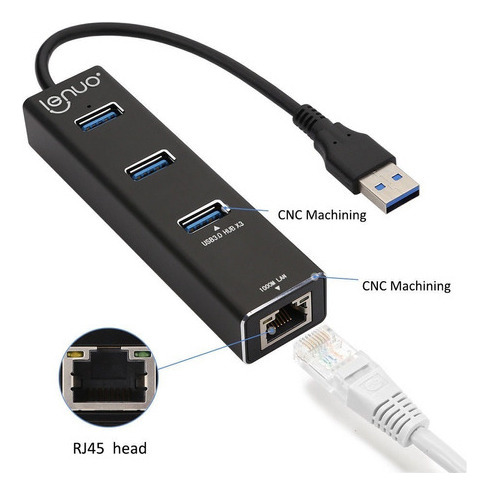 3 Puerto Usb 3,0 Gigabit Ethernet Lan Rj45 Red Adaptador Hub