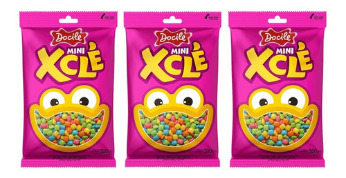 3 Pacote  Mini Chiclete X-clé Tutti Frutti Docile - 500g