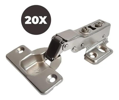 comprar Kit 20 Dobradiças Curvas Para Moveis Pistão Amortecedor 35mm