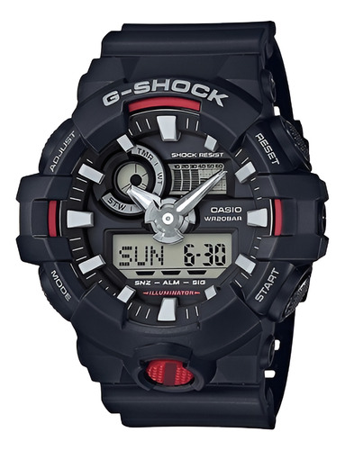 Reloj Casio G-shock Ga-700-1a Negro Negro/rojo Negro