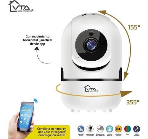 Imagen 2 de 9 de Cámara Ip 1080p Movimiento 360° Con Grabación En Micro Sd
