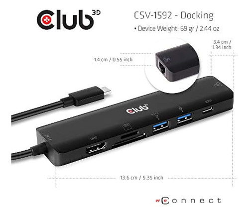 Club 3d Csv-1592 Usb Tipo C 3.2 Gen1 7in1 Hub Hdmi