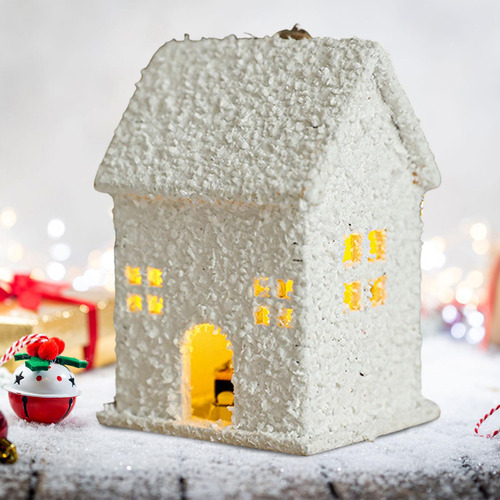 4 Adorno De Casa De Árbol De Navidad, Casa Con Nieve Estilo