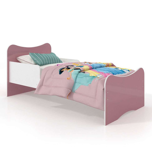 Mini-cama Com Proteção Lateral  Branco E Rosa Completa Mó...
