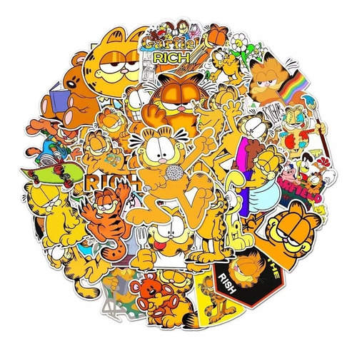 Set 50 Stickers Gato Garfield Decorativo Calcomanias Pack
