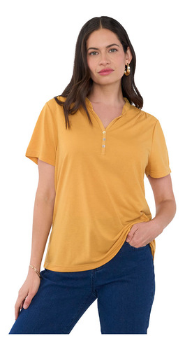 Polera Mujer Cuello Mao Mostaza Corona