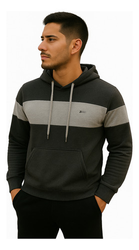 Sudadera Hombre Con Capucha Franja Gris Casual Silver Plate