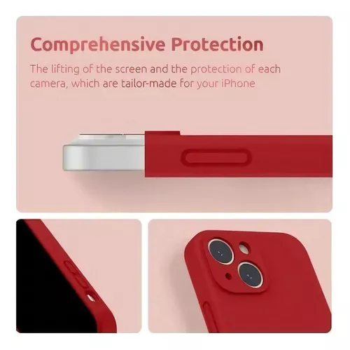 CELLBOX Carcasa Silicona con Protector Cámara para iPhone 13 Pro Max -  Roja…