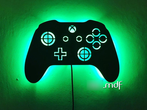 Xbox Controle Em Mdf Luminoso Com Luz De Led Verde