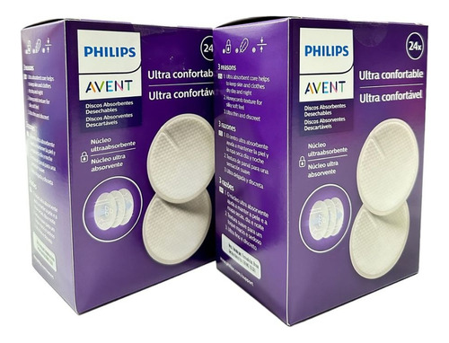 Kit 2cx Absorvente Descartável Seios Dia E Noite Avent 48 Un