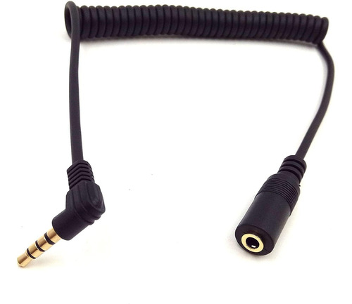 Cable De Audio En Espiral Trrs 1/4  Macho A Hembra | Negro