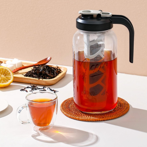 Jarra Para Hacer Té Helado Con Infusor Y Tapa, Jarra De Vidr